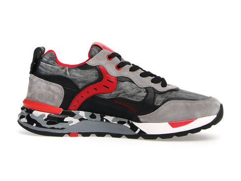 Voile Blanche sneakers Bholt camoscio tessuto grigio rosso